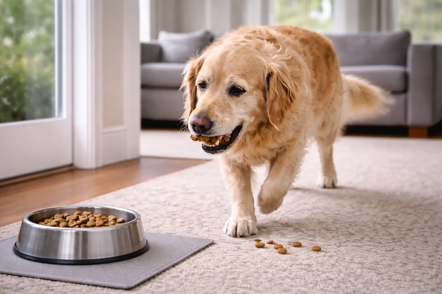 golden retriever move around food arvin k9 team.