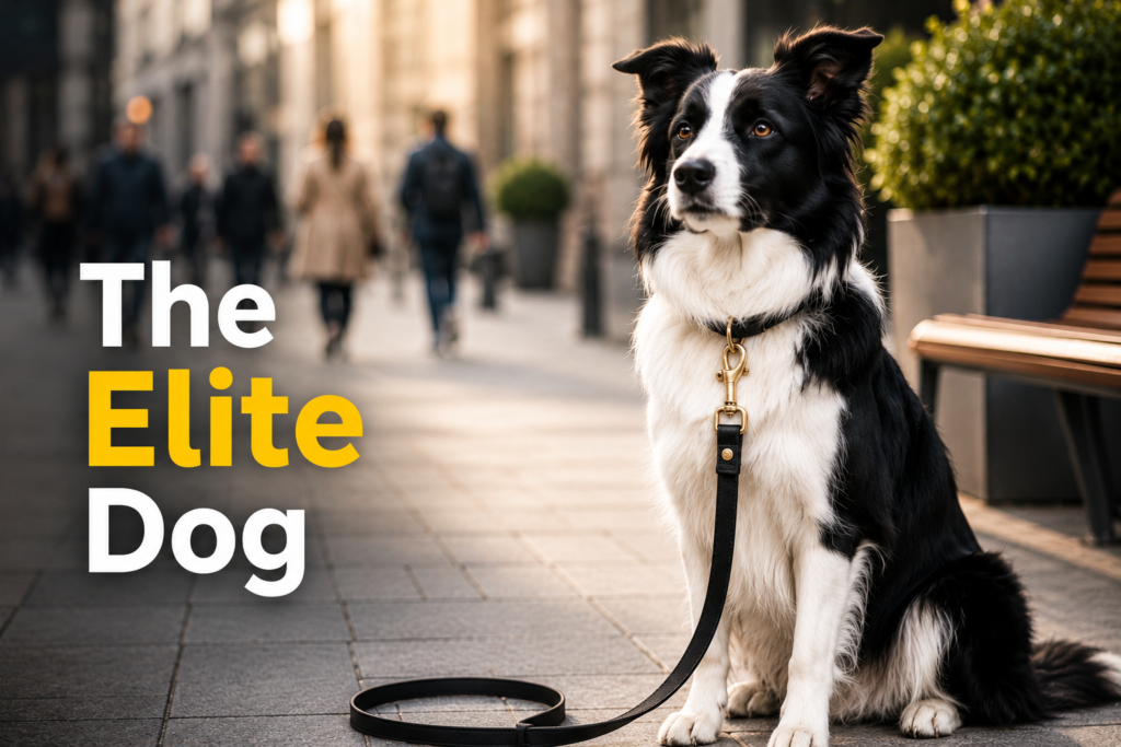 Advanced dog training session in a real-life outdoor environment