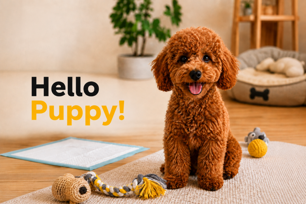 Puppy training session at home in Dubai